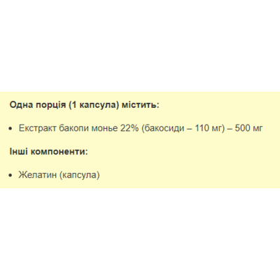 Екстракт бакопи, Bacopa Monnieri 500mg - 60caps