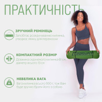 Килимок для йоги та фітнесу EasyFit TPE+TC 6 мм двошаровий + чохол зелений-чорний