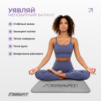 Килимок для йоги та фітнесу EasyFit TPE+TC 6 мм двошаровий сірий-чорний