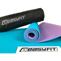 Килимок для йоги та фітнеса EasyFit TPE+TC 6мм двошаровий + Чохол м'ятний з фіолетовим