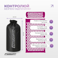 Масажний килимок EasyFit з подушкою (аплікатор Кузнєцова) + чохол Фіолетовий