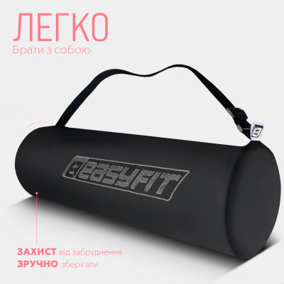 Килимок для йоги та фітнесу EasyFit TPE+TC 6 мм двошаровий + чохол червоний-чорний