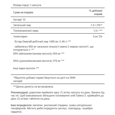 Омега-3, Triple Strength Omega-3 Fish Oil 1400mg - 60 softgels