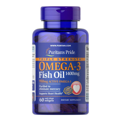 Омега-3, Triple Strength Omega-3 Fish Oil 1400mg - 60 softgels Омега-3, Triple Strength Omega-3 Fish Oil 1400mg - 60 softgels