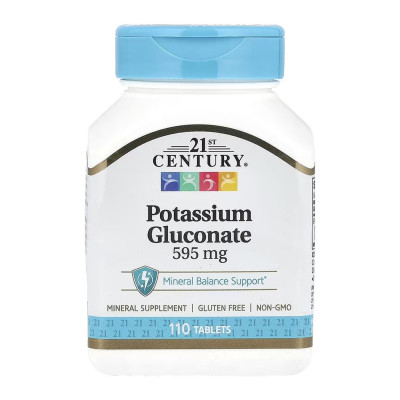 Калій Глюконат, Potassium Gluconate 595 mg - 110 tabs Калій Глюконат, Potassium Gluconate 595 mg - 110 tabs