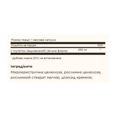 Reduced L-Glutathione 250mg - 30 vcaps