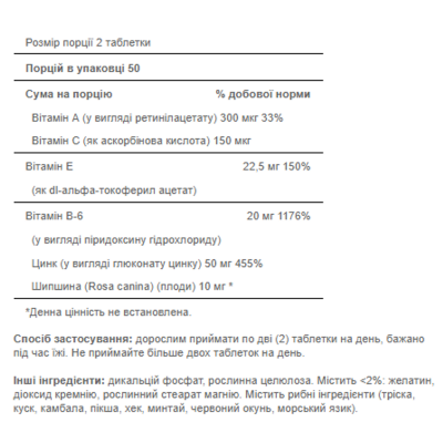 Цинк, Zinc for Acne - 100 tab