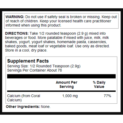 Кораловий кальцій, Coral Calcium Powder 1000mg - 8oz