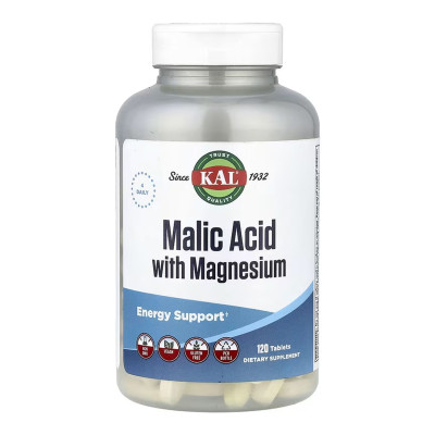 Яблучна кислота з магнієм, Malic Acid with Magnesium - 120 tabs Яблучна кислота з магнієм, Malic Acid with Magnesium - 120 tabs