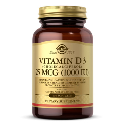 Вітамін Д3, Vitamin D3 (Cholecalciferol) 25 mCG (1000 IU) - 100 softgels Вітамін Д3, Vitamin D3 (Cholecalciferol) 25 mCG (1000 IU) - 100 softgels