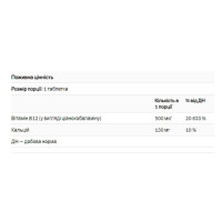 Вітамін Б12, Vitamin B12 500mcg - 100 tabs