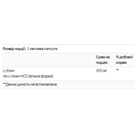 L-Lysine 500 mg - 100 vcaps