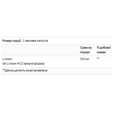 L-Lysine 500 mg - 100 vcaps
