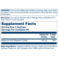 Магній Цитрат, Magnesium Citrate 400mg - 180 vcaps