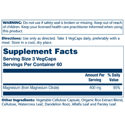 Магній Цитрат, Magnesium Citrate 400mg - 180 vcaps