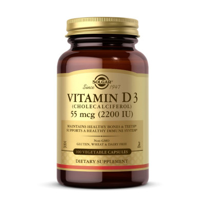 Вітамін Д3, Vitamin D3 (Cholecalciferol) 55 mcg (2200 IU) - 100 vcaps Вітамін Д3, Vitamin D3 (Cholecalciferol) 55 mcg (2200 IU) - 100 vcaps
