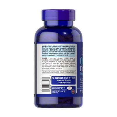 Омега-3, Omega-3 Fish Oil 1200 mg (360 mg Active Omega-3) - 200 softgels
