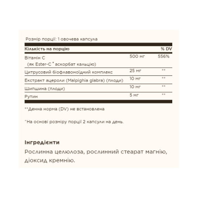 Вітамін С (Естер-С), Ester-C® Plus 500 mg Vitamin C - 100 vcaps