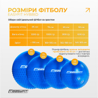 Фітбол 75 см EasyFit Hybrid синій (фітбол напівмасажний)
