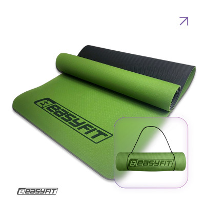 Килимок для йоги та фітнесу EasyFit TPE+TC 6 мм двошаровий зелений-чорний Килимок для йоги та фітнесу EasyFit TPE+TC 6 мм двошаровий зелений-чорний