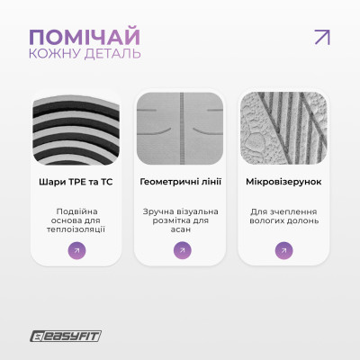 Килимок для йоги та фітнесу EasyFit Polarity stone з ремнем