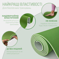 Килимок для йоги та фітнесу EasyFit TPE+TC 6 мм двошаровий  + чохол зелений-сірий