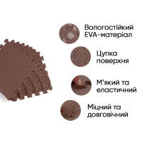 Татамі мат EasyFit 8 шт  (30х30х1 см) хвіст ластівки коричневий