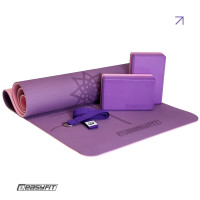 Набір для йоги та фітнесу EasyFit Polarity Set (килимок, два блоки та ремінь) фіолетово-рожевий