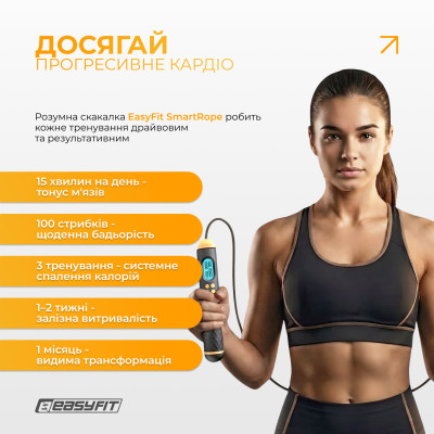 Розумна скакалка EasyFit SmartRope 3 м з утяжнювачами (бездротова)