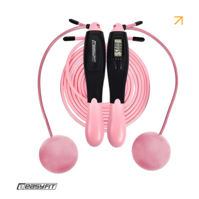 Скакалка для схуднення EasyFit TwinRope 2,8 м чорний-рожевий Скакалка для схуднення EasyFit TwinRope 2,8 м чорний-рожевий