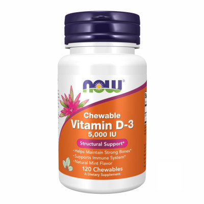 Вітамін Д-3, VIT D-3 5000 IU - 120 Жувальних таблеток з смаком м'яти