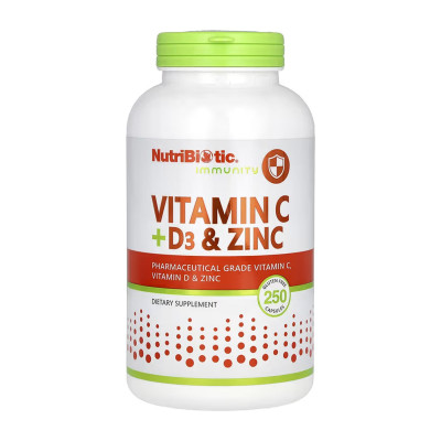 Комплекс для підтримки імунітету, Vitamin C + D3 & Zinc - 250 caps