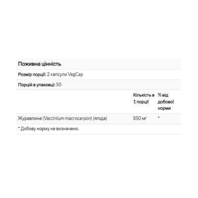 Ягоди журавлини, Cranberry Berry 425mg - 100 vcaps