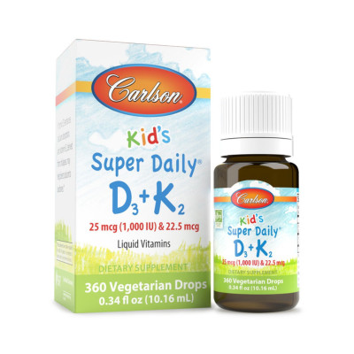 Вітаміни Д3+К2 для дітей, Kids Super Daily D3+K2 - 360 drops Вітаміни Д3+К2 для дітей, Kids Super Daily D3+K2 - 360 drops