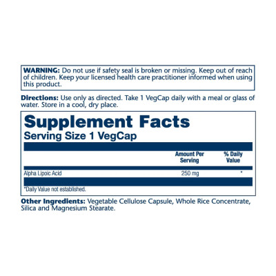 Альфа-ліпоєва кислота, Alpha Lipoic Acid 250mg - 60 vcaps