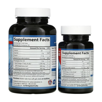 Супер Омега 3, Carlson Super Omega-3 Gems - 100+30 Softgels