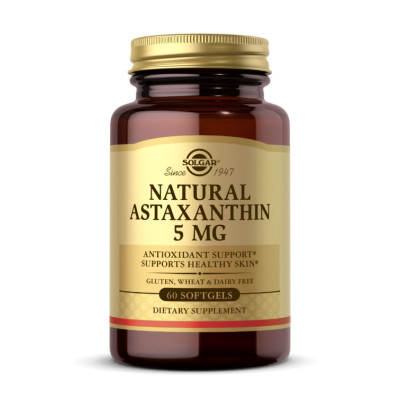 Астаксантин, Natural Astaxanthin 5mg - 60 softgels