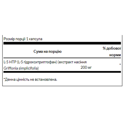 5-гідрокситриптофан, 5HTP 200mg - 60caps