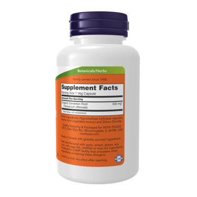 Корінь кульбаби, Dandelion Root 500 mg - 100 vcaps