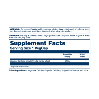 Кордицепс, Cordyceps Mushroom 520mg - 100 vcaps