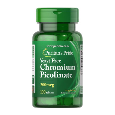 Хром піколінат, Chromium Picolinate 200 mcg Yeast Free - 100 tabs Хром піколінат, Chromium Picolinate 200 mcg Yeast Free - 100 tabs