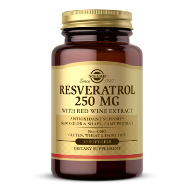 Ресвератрол, Resveratrol 250mg with Red Wine Extract - 30 softgels