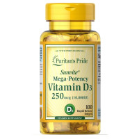 Вітамін Д3 250мкг, Vitamin D3 250mcg(10000 IU) Mega-Potency - 100 softgels