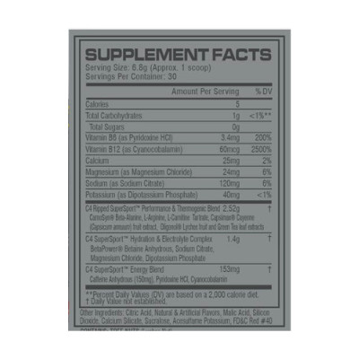 C4 Pre Workout Super Sport - 204g Arctic Snow Cone