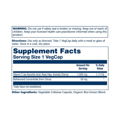 Вітамін C, Vitamin C with Rose Hips, Acerola & Bioflavonoids 1000mg - 100 vcaps