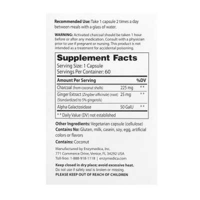 Активоване кокосове вугілля, Activated Charcoal - 60 caps