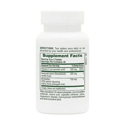 Кверцетин з вітаміном C та бромелаїном, Quercetin + VIT C Bromelain - 90 tabs