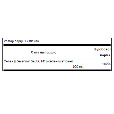 Селен, Selenium 100mcg - 200 caps