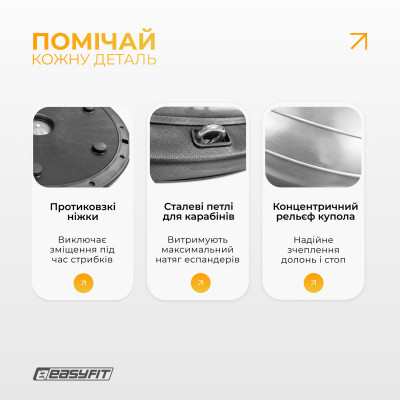 Балансувальна платформа EasyFit BOSU 60 см Сірий