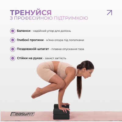 Блок для йоги EasyFit EVA Чорний